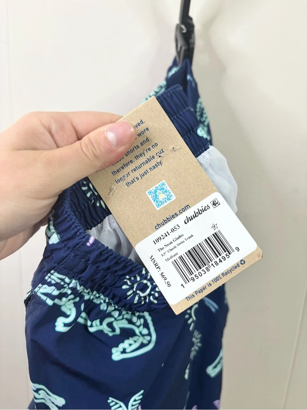 Chubbies The Neon Glades Stretch Swim Trunks size M 5.5 inch new navy blue